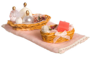 Dollhouse Miniature Bathroom Accessories, Pink